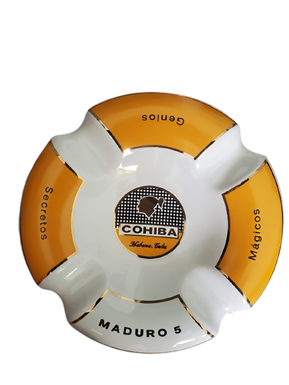 Cenicero de ceramica blanco/amarillo